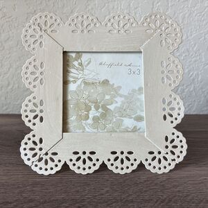 NWOT Sheffield Home 3x3 Mini Picture Frame Cream Lace Eyelet Cutout Cottagecore